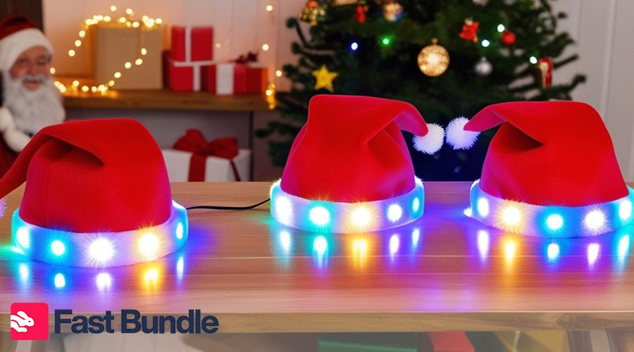 Santa Hats with LED Lights